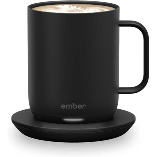 Ember Temperature Control Smart Mug 2, 10 Oz, App-Controlled Heated Mug with 80 Min Battery Life, Black Ceramic Cup for Coffee, Washable & Reusable