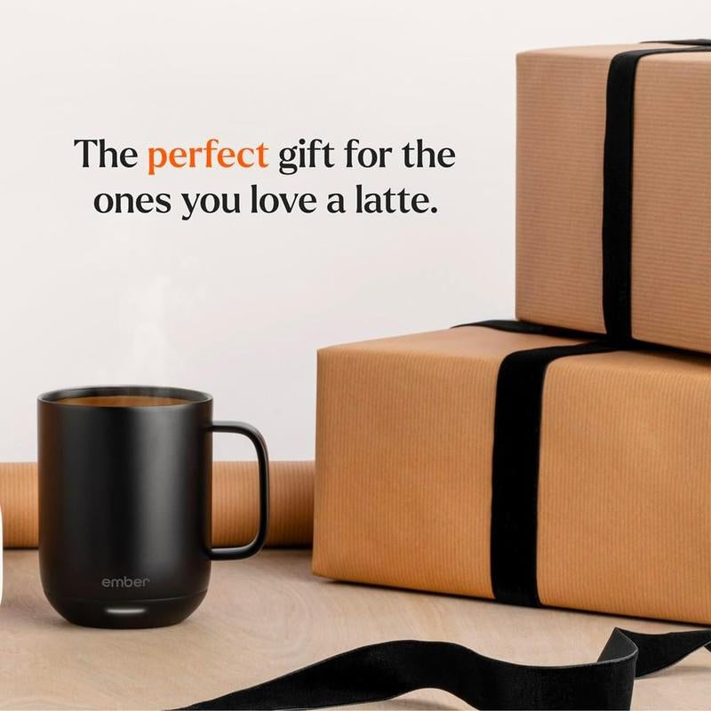 Ember Temperature Control Smart Mug 2, 10 Oz, App-Controlled Heated Mug with 80 Min Battery Life, Black Ceramic Cup for Coffee, Washable & Reusable