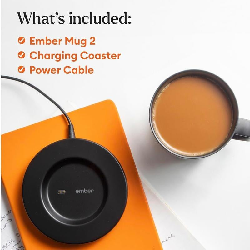 Ember Temperature Control Smart Mug 2, 10 Oz, App-Controlled Heated Mug with 80 Min Battery Life, Black Ceramic Cup for Coffee, Washable & Reusable